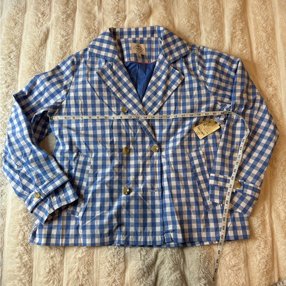 ST. JOHN'S BAY blue & white gingham windbreaker rain slicker XL NWT - Picture 10 of 10